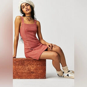 Free People coral Taking Hearts Mini Dress Sz : L
